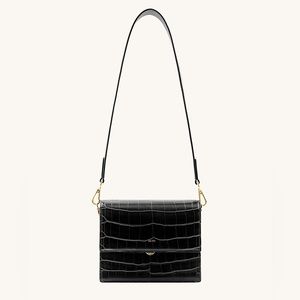 JWPEI Black Croc Crossbody Satchel
